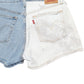 Womens Blue Levis 501 Jorts Hot Pants Two Tone Custom Denim Shorts