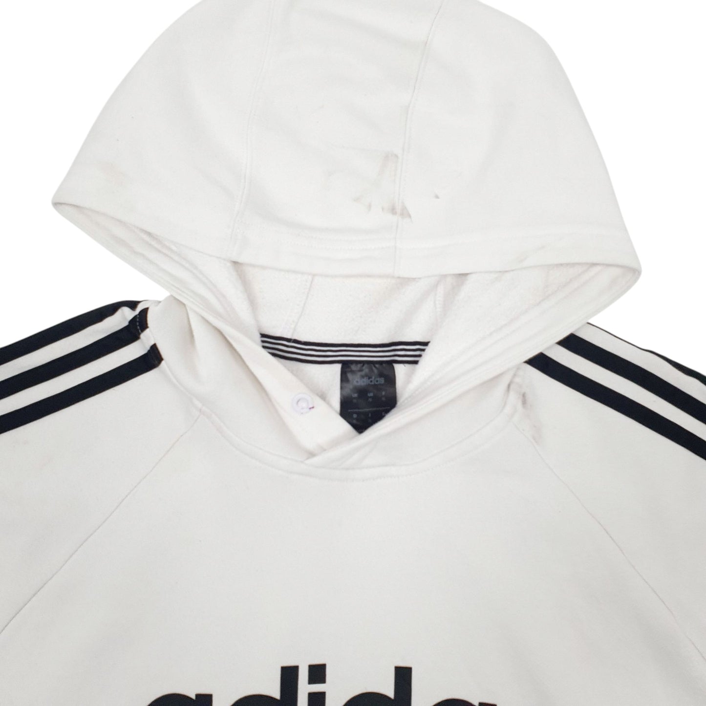 Mens White Adidas Spellout Hoodie Jumper