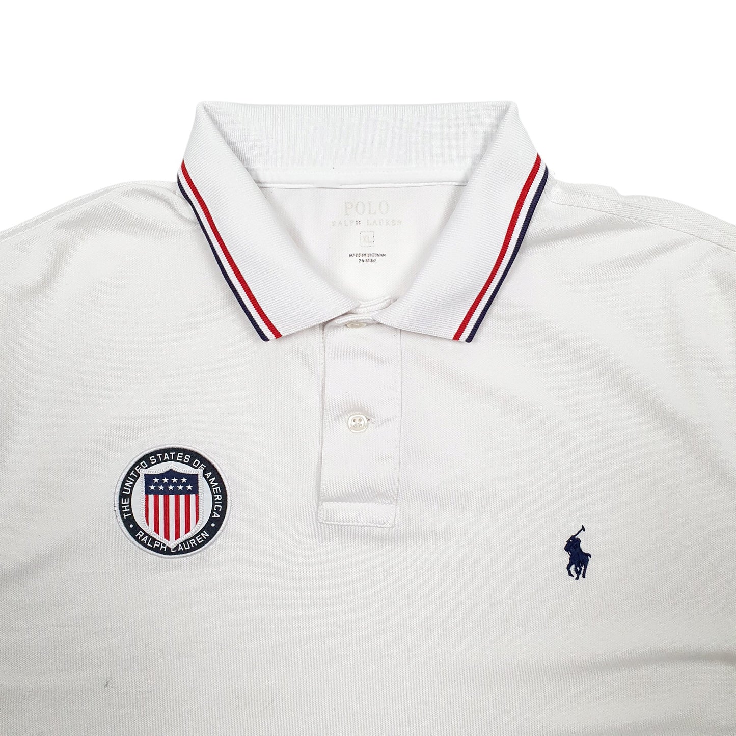 Mens White Polo Ralph Lauren USA Flag Short Sleeve Polo Shirt