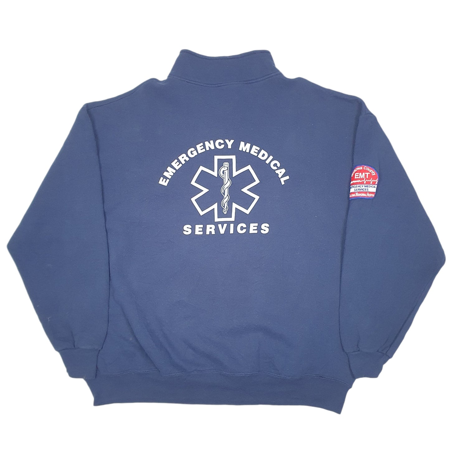 Mens Navy Jerzees Wallowa County Emergency Medical services Made In USA Quarter Zip Jumper