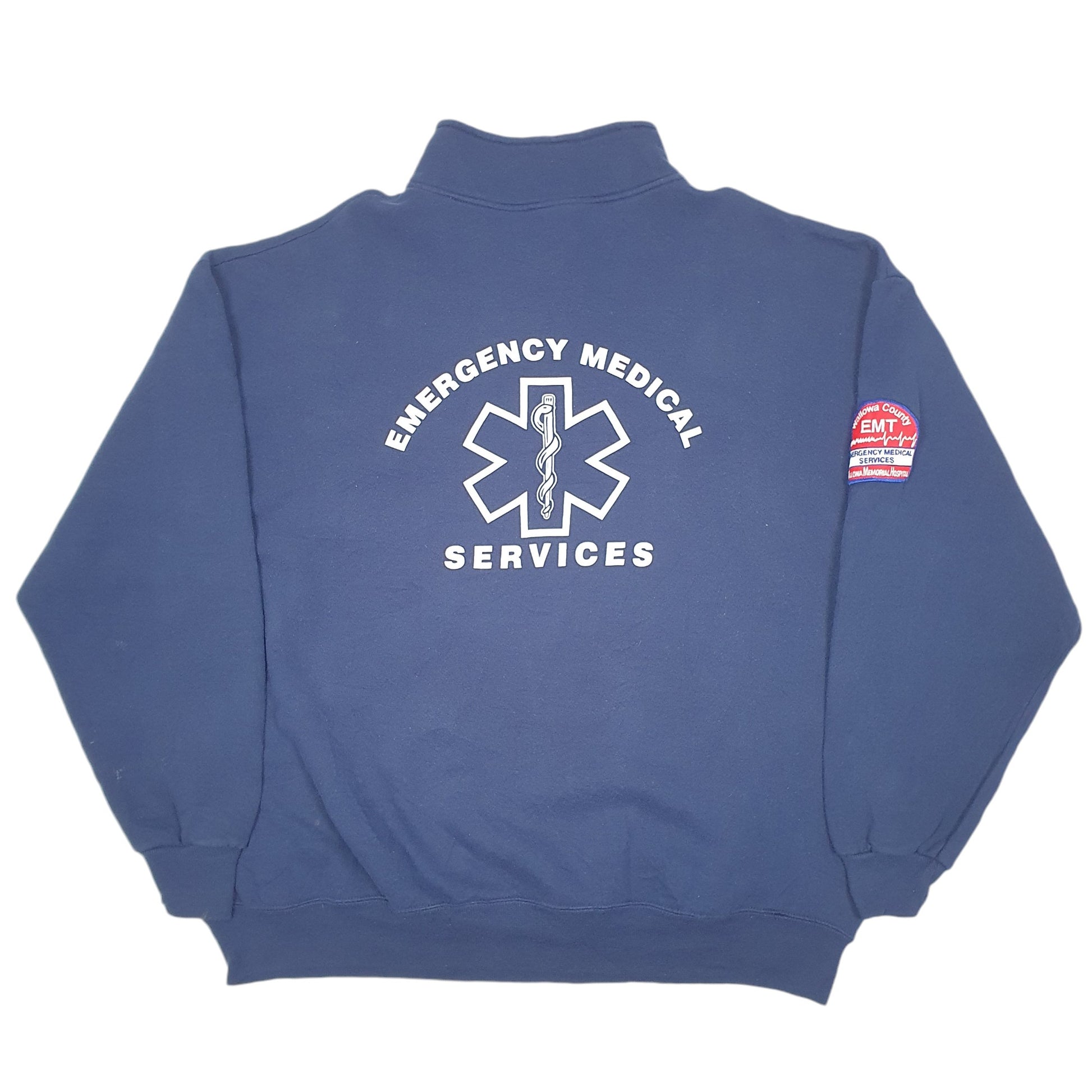 Mens Navy Jerzees Wallowa County Emergency Medical services Made In USA Quarter Zip Jumper