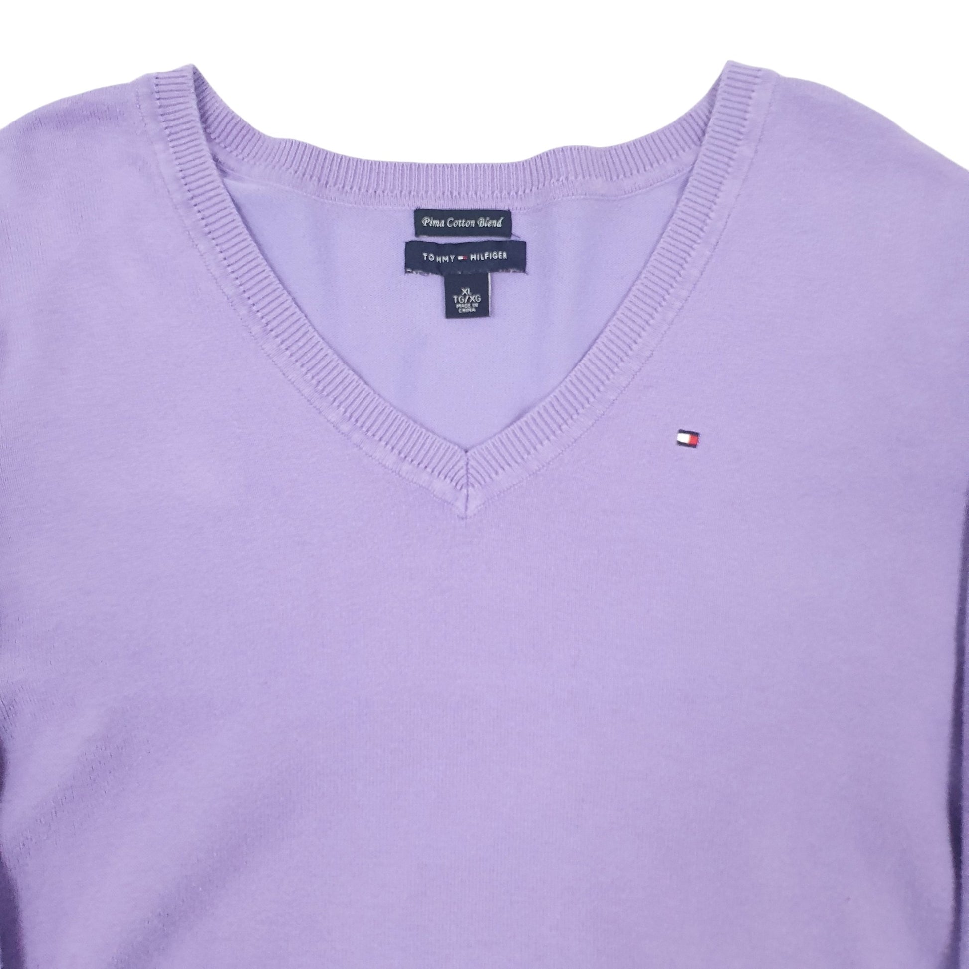 Womens Purple Tommy Hilfiger  V Neck Jumper