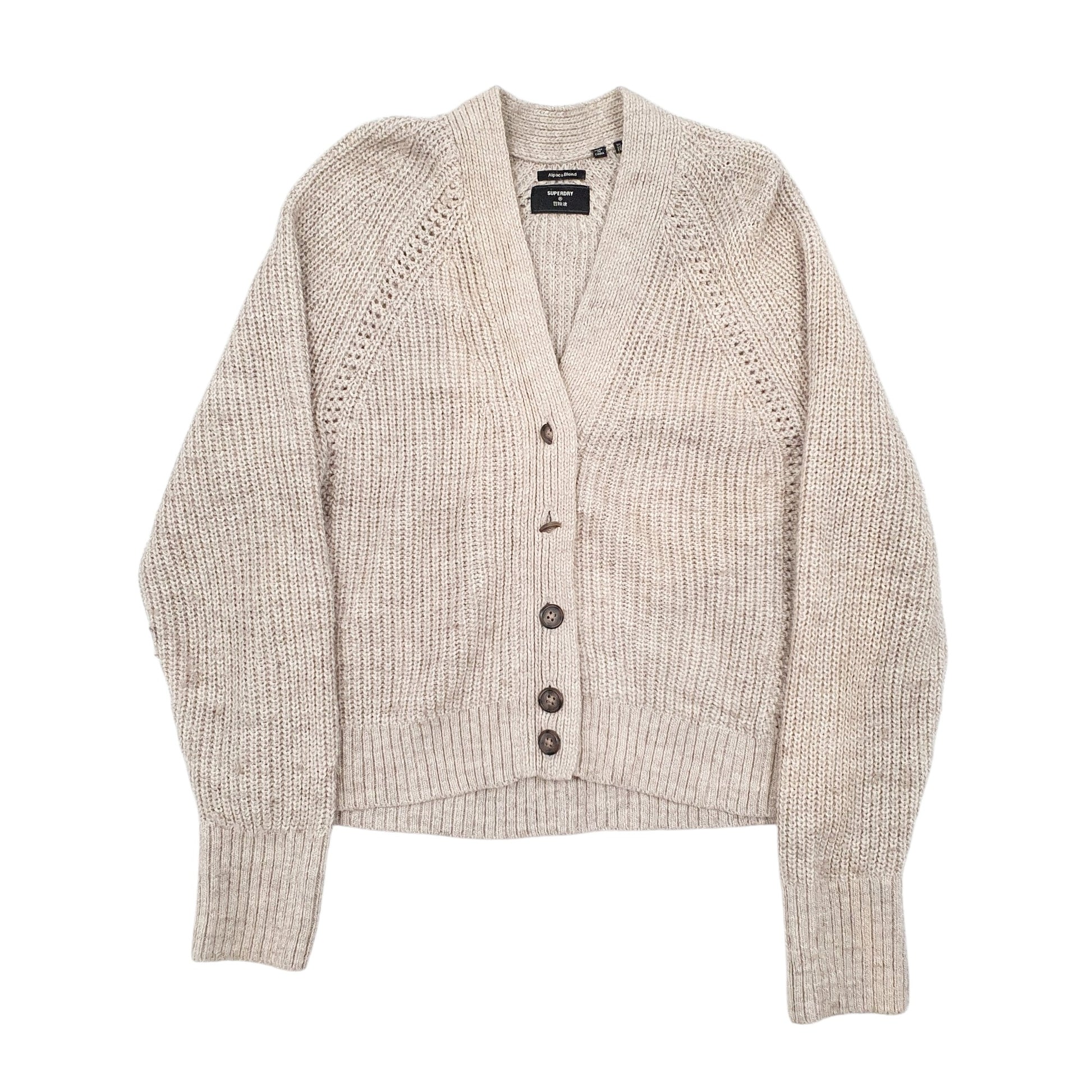 Womens Beige Superdry Alpaca Blend Cardigan Jumper