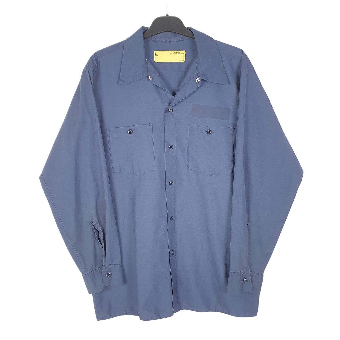 Mens Navy Unbranded Perm Press Workshirt Workwear Long Sleeve Shirt