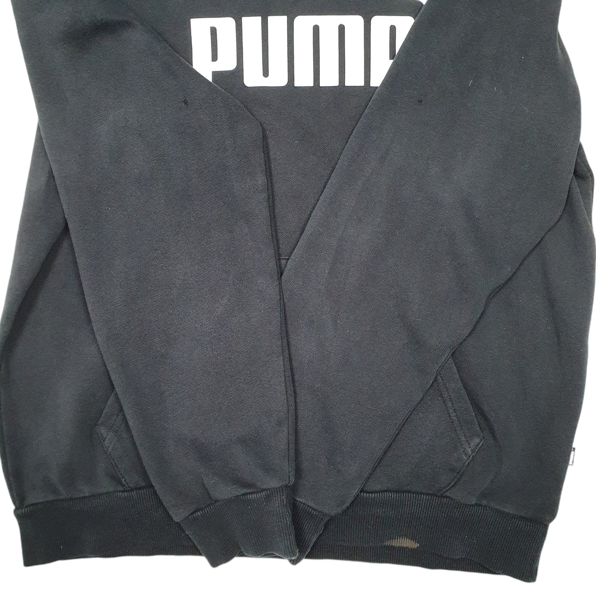 Mens Black Puma Spellout Hoodie Jumper