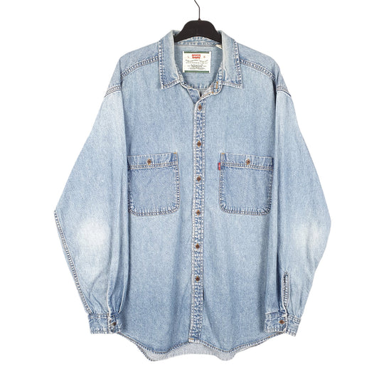 Mens Blue Levis Denim Jeans Vintage Overshirt Shacket Long Sleeve Shirt