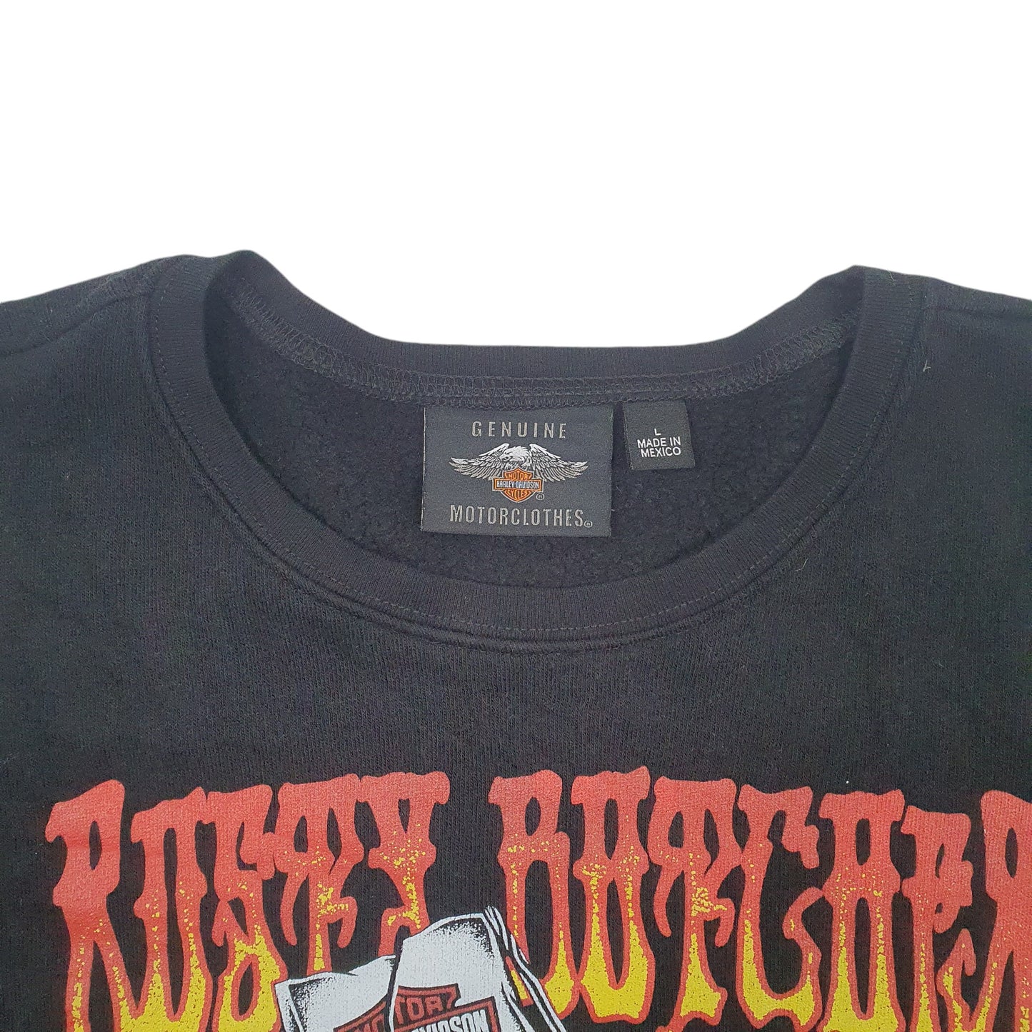 Womens Black Harvey Davidson Crop top Crewneck Jumper