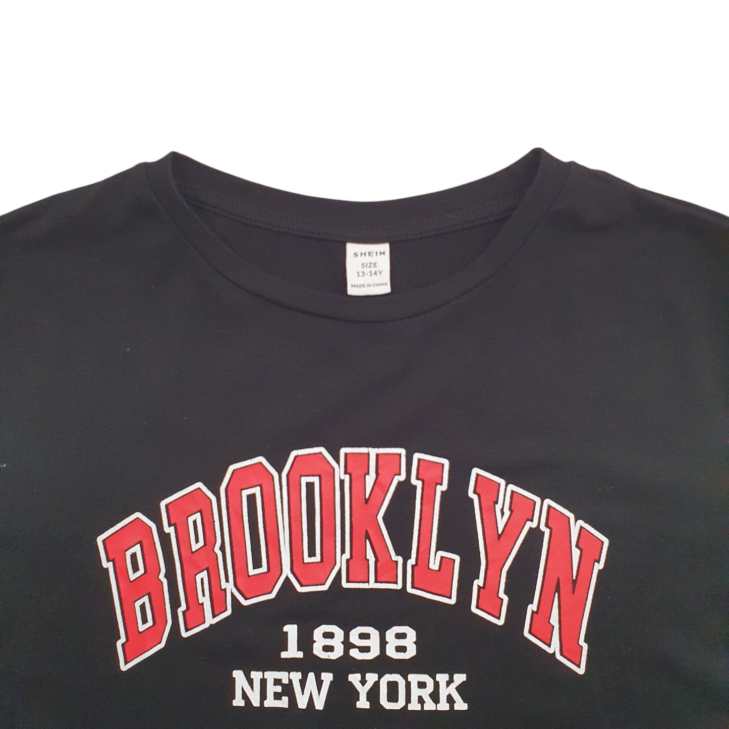 Womens Black Shein Brooklyn Spellout Short Sleeve T Shirt