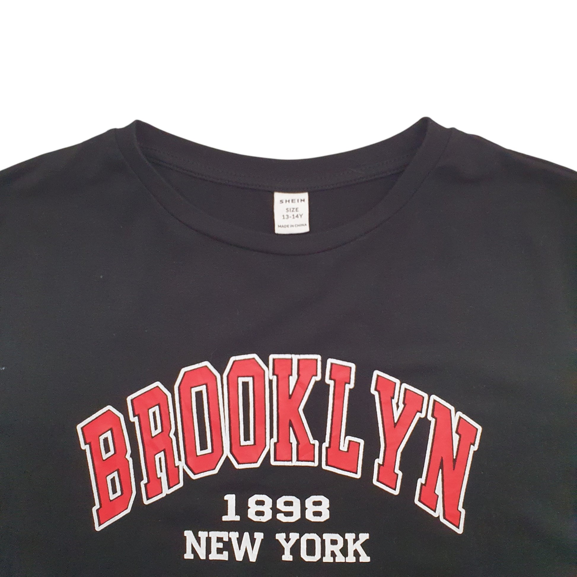 Womens Black Shein Brooklyn Spellout Short Sleeve T Shirt