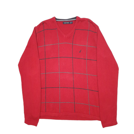 Mens Red Nautica Knit Crewneck Jumper