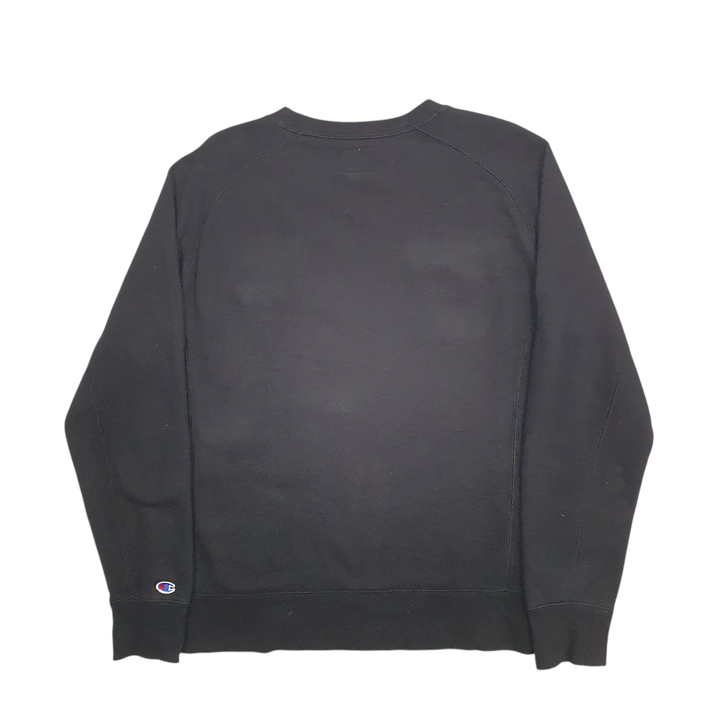 Mens Black Champion Spellout Crewneck Jumper