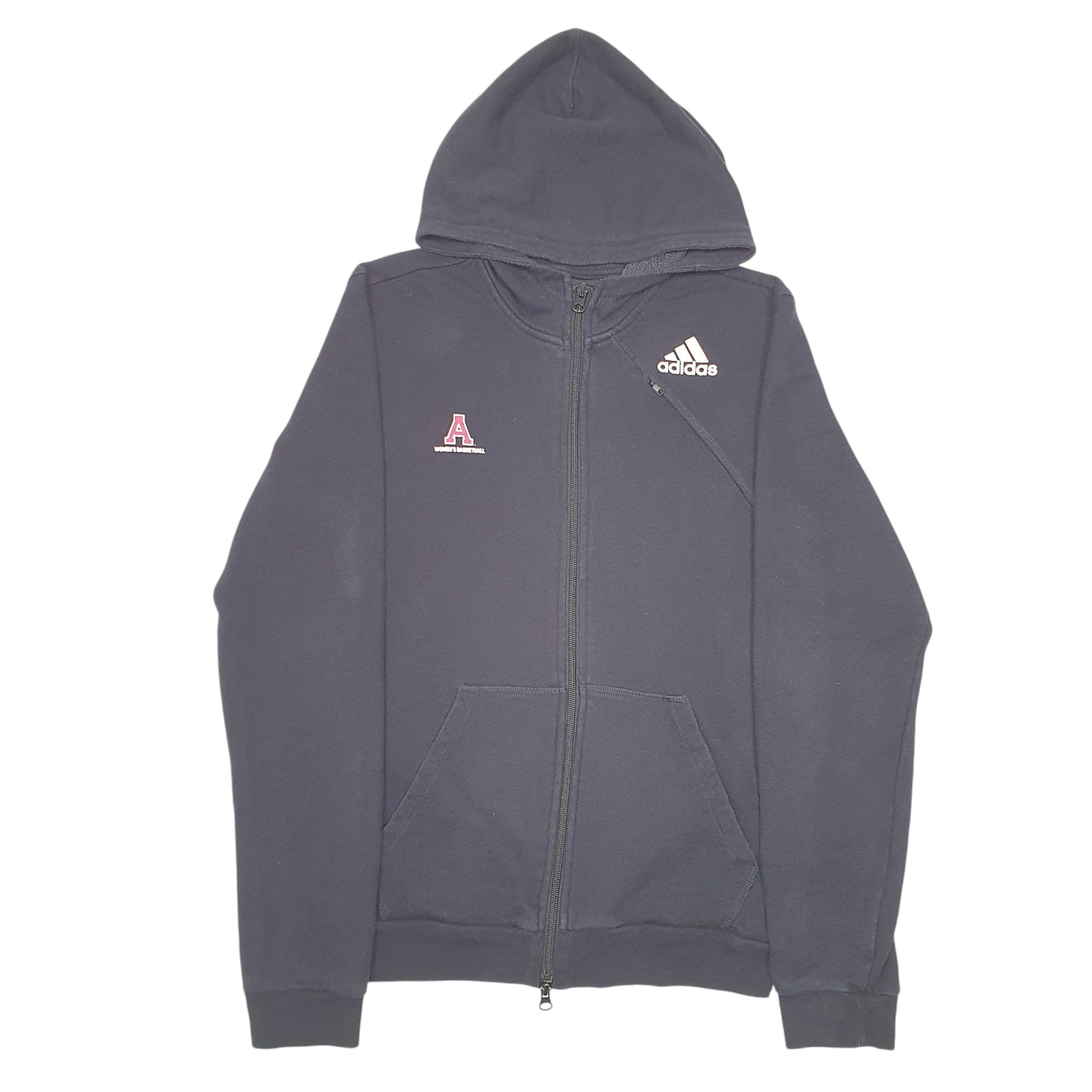 Womens Black Adidas Hoodie Womens Basketball Full Zip Jumper
