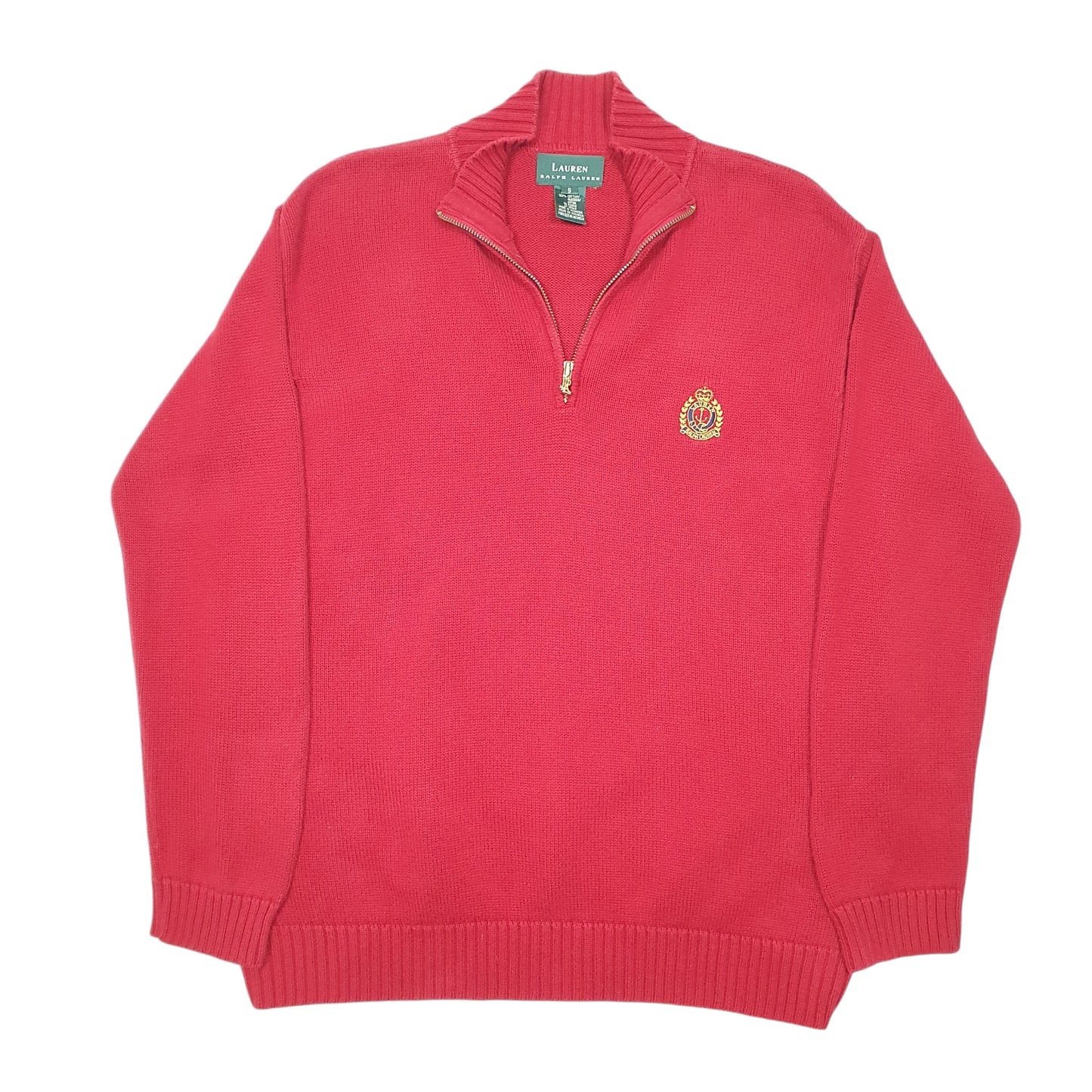 Mens Red Ralph Lauren Knit Crest Anchor Quarter Zip Jumper