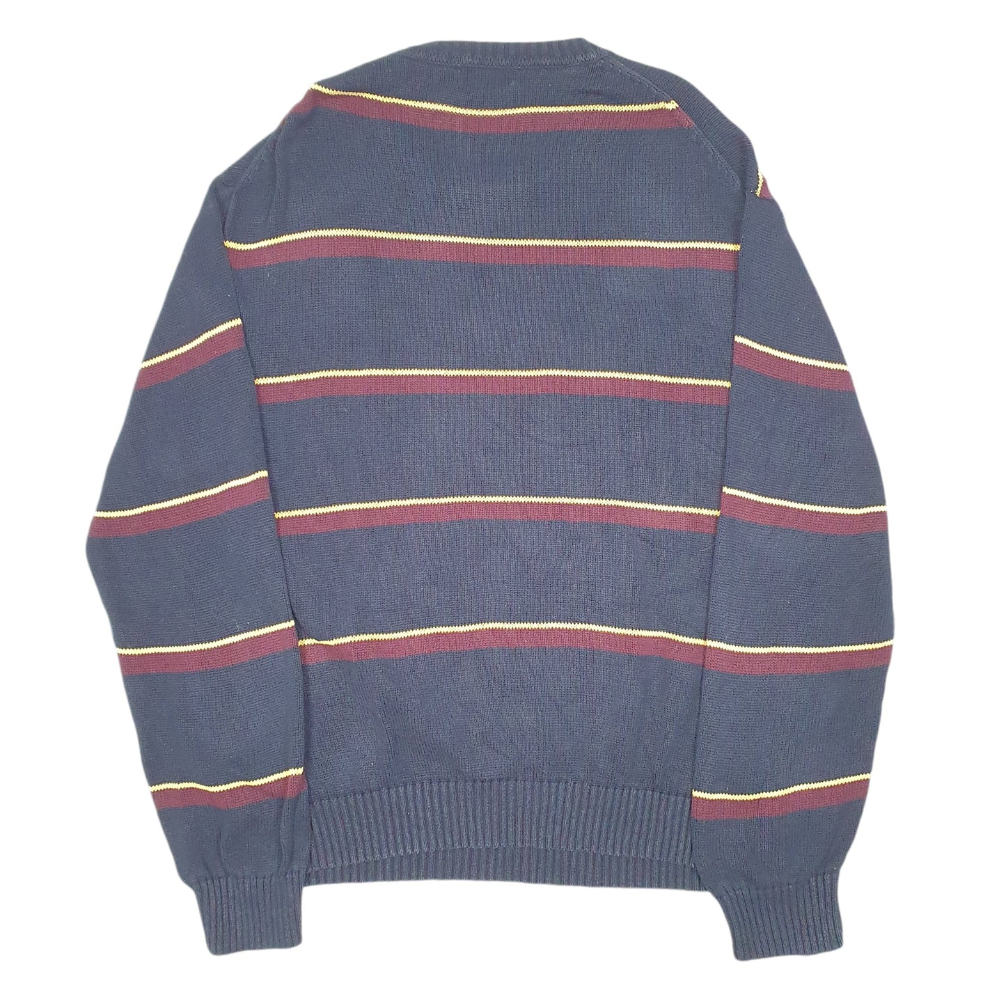 Mens Navy Nautica Knit Striped Sweater Crewneck Jumper