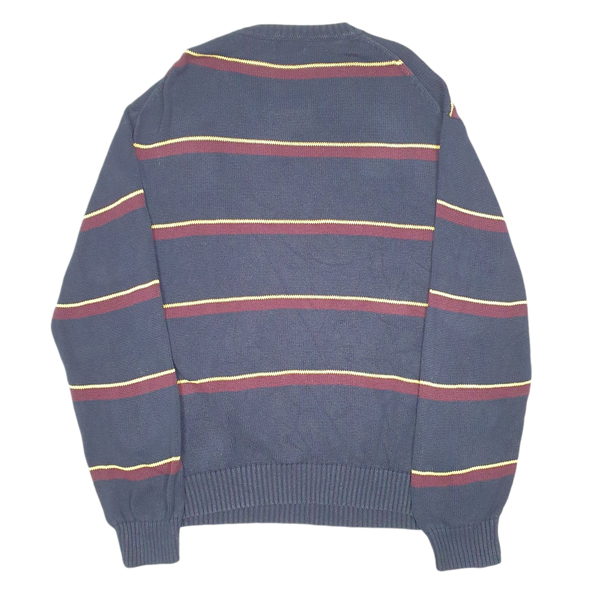 Mens Navy Nautica Knit Striped Sweater Crewneck Jumper