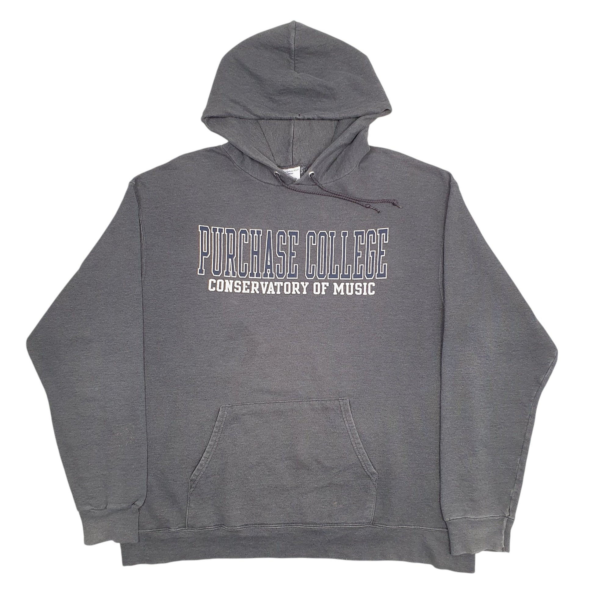 Mens Grey Champion College Spellout Hoodie Jumper