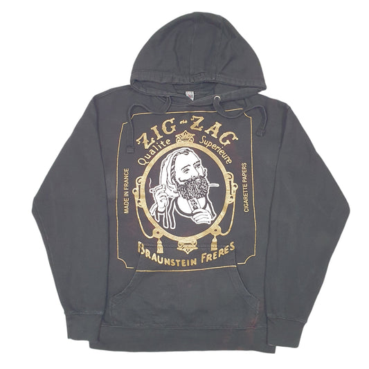 Mens Black Cotton Heritage Zig Zag Cigarette Papers Rolling France Hoodie Jumper