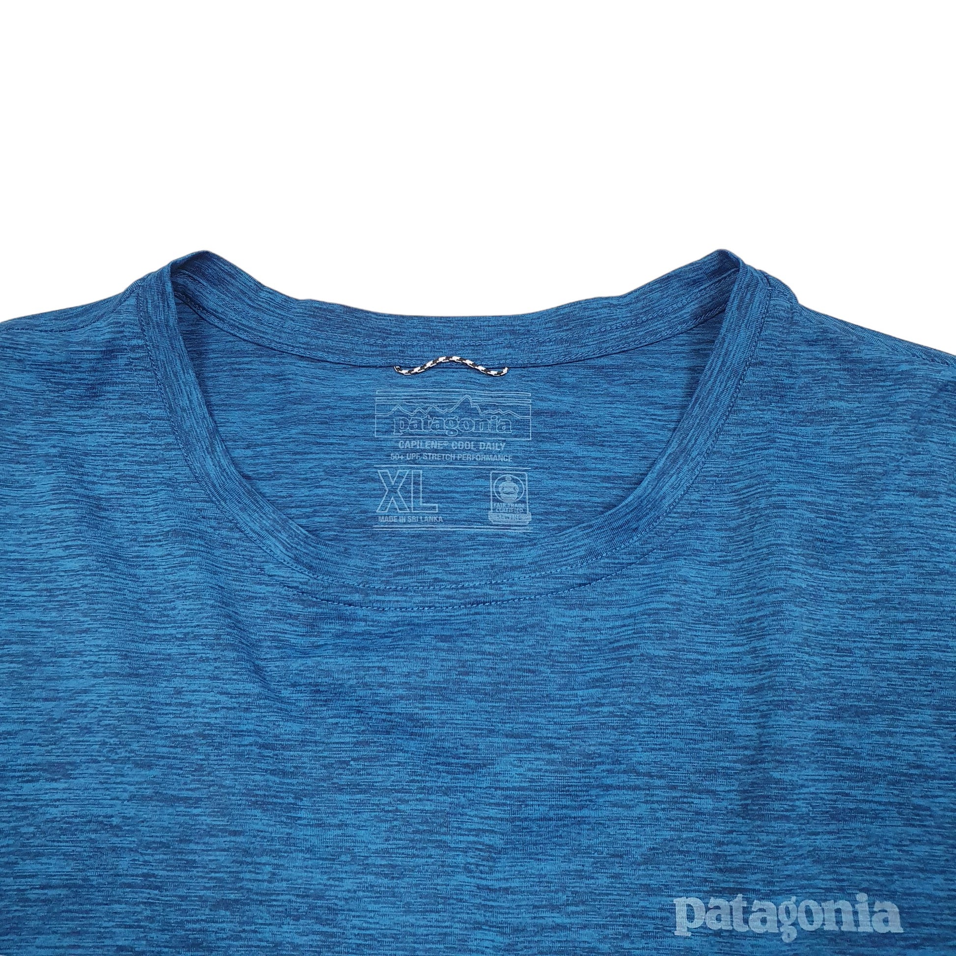 Mens Blue Patagonia Active Spellout Workout Outdoors Waves Long Sleeve T Shirt
