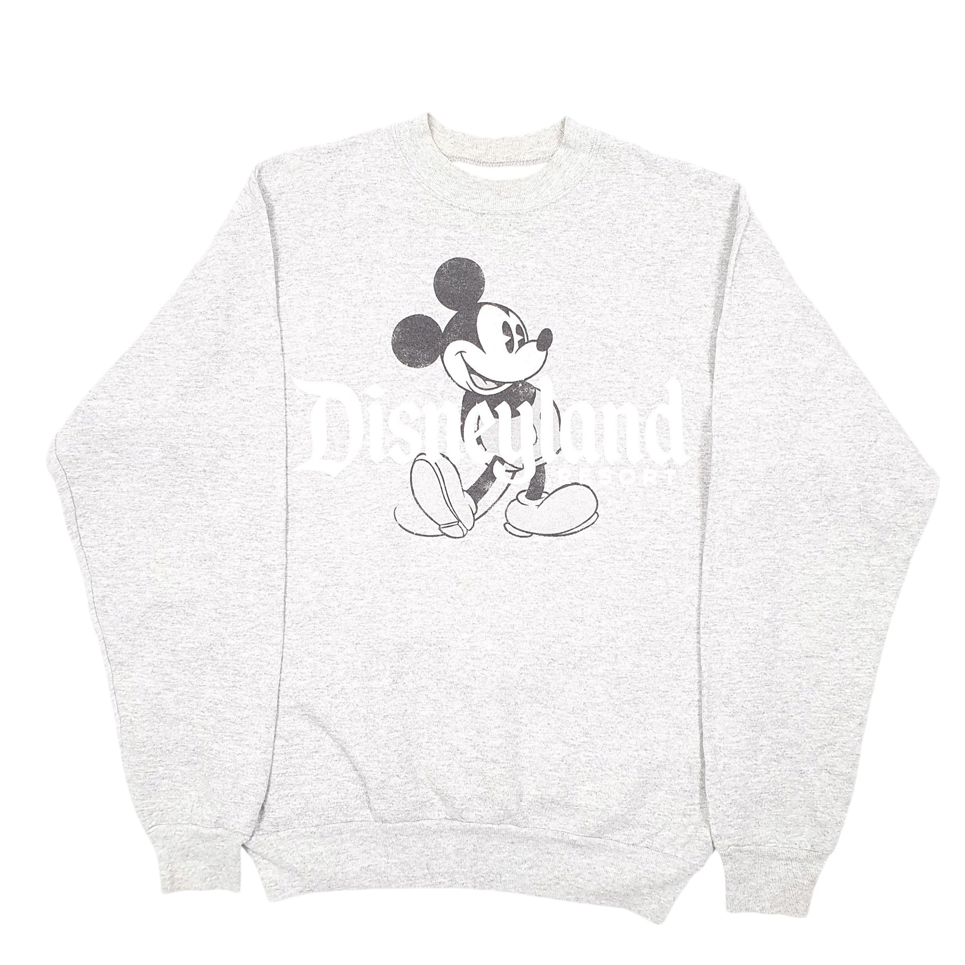 Mens Grey Hanes Disneyland Mickey Mouse Spellout Disney Crewneck Jumper