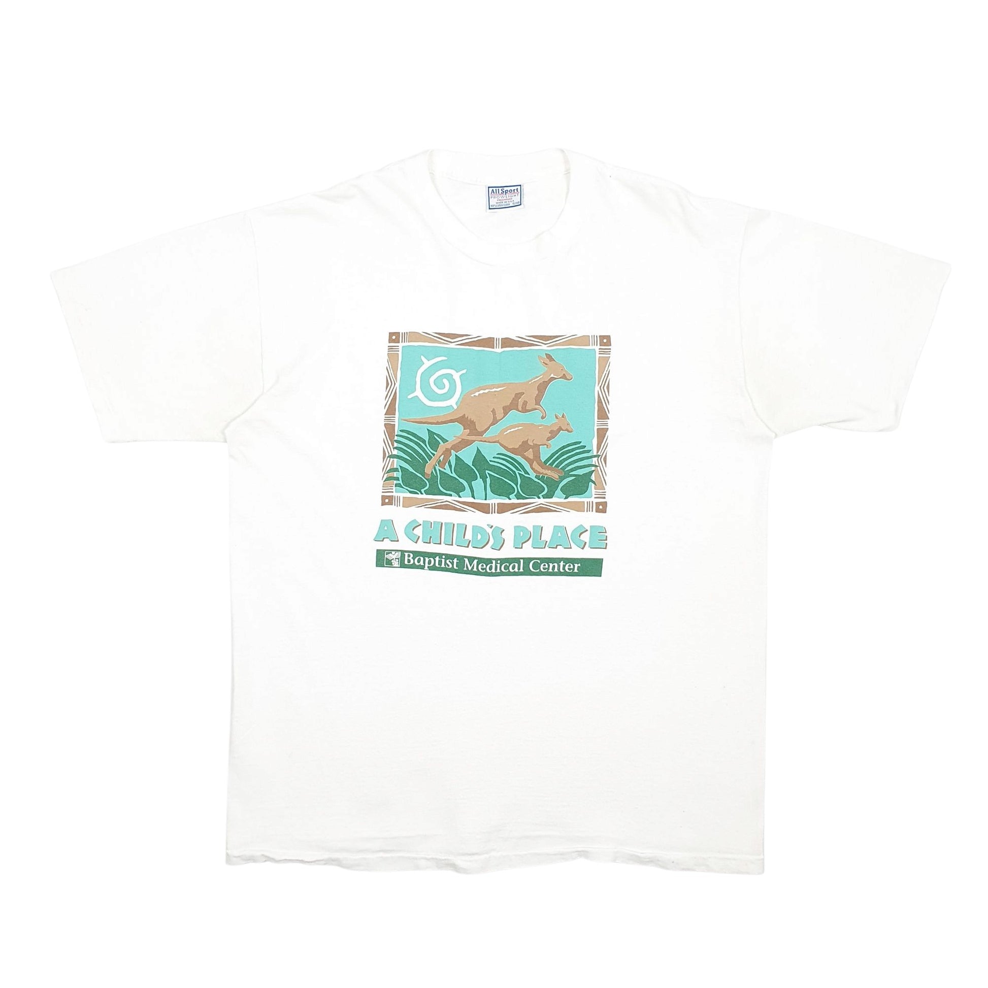 Mens White All Sport Single Stitch Vintage 90s Short Sleeve T Shirt