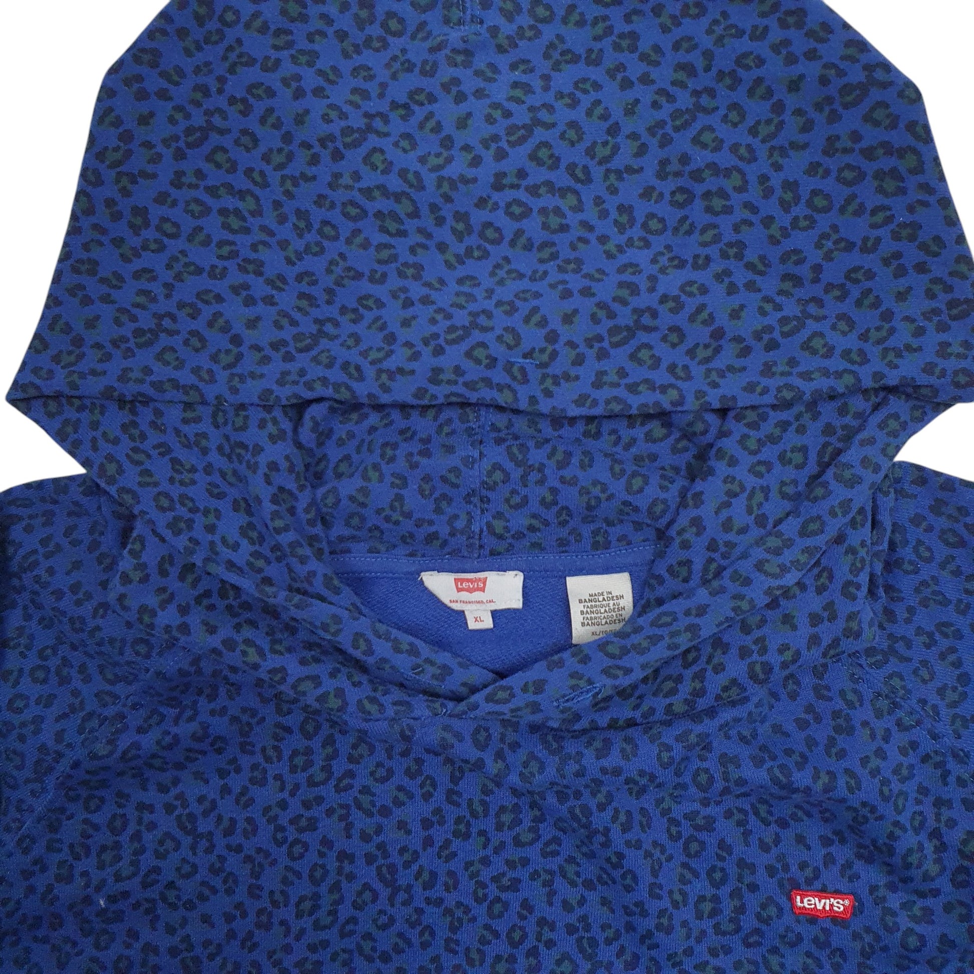 Womens Blue Levis Leopard print Hoodie Jumper