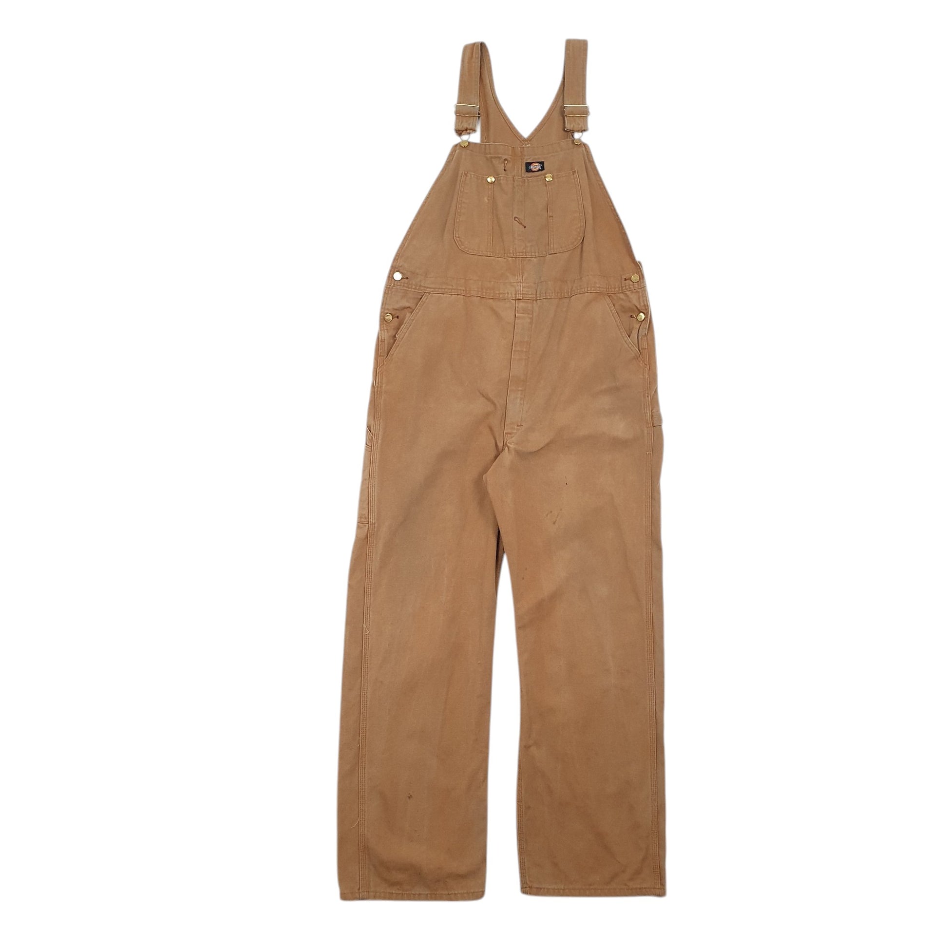 Mens Beige Dickies Denim Overalls Bib Dungaree Trousers