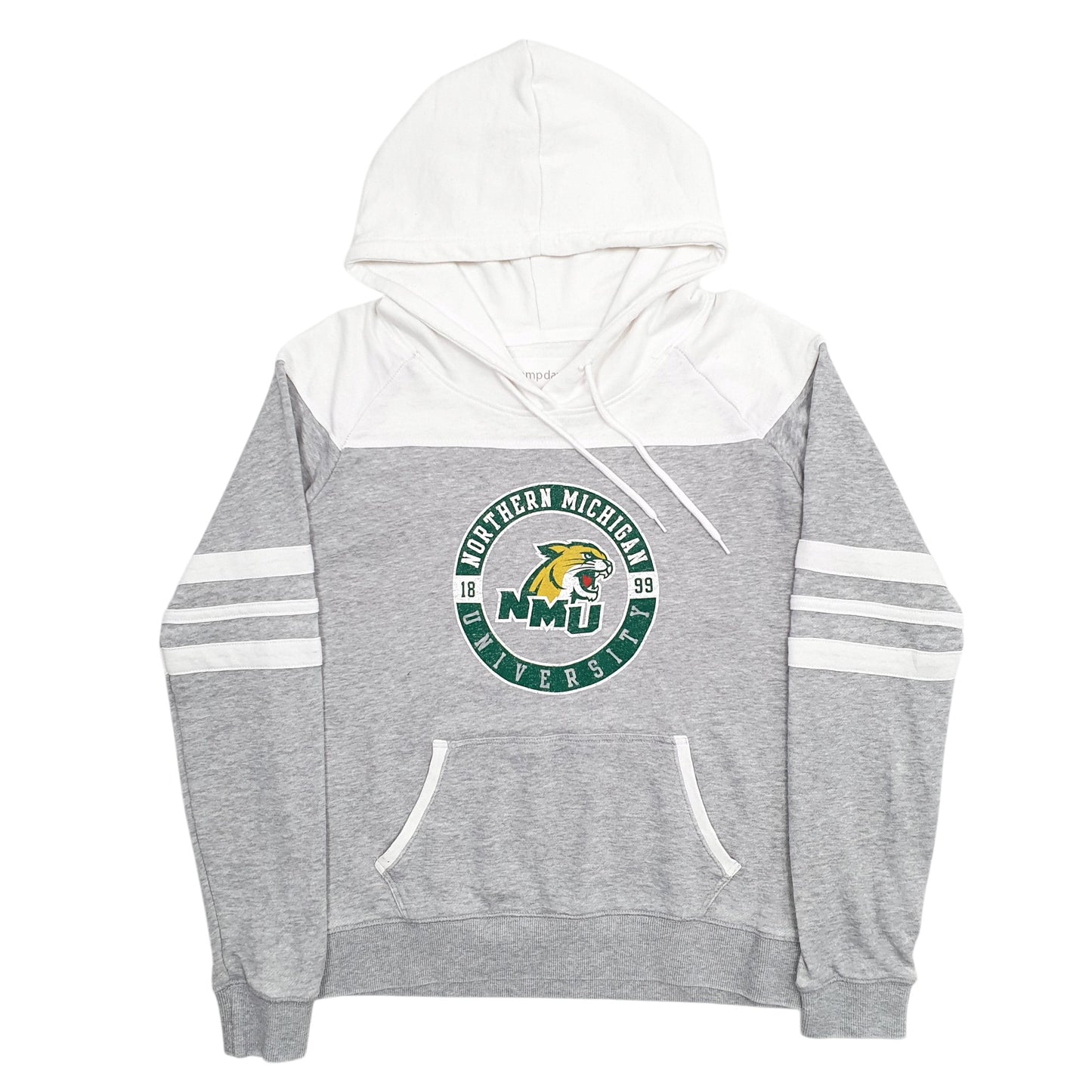 Womens Grey Campdavid Northern Michigan University Spellout Hoodie Jumper