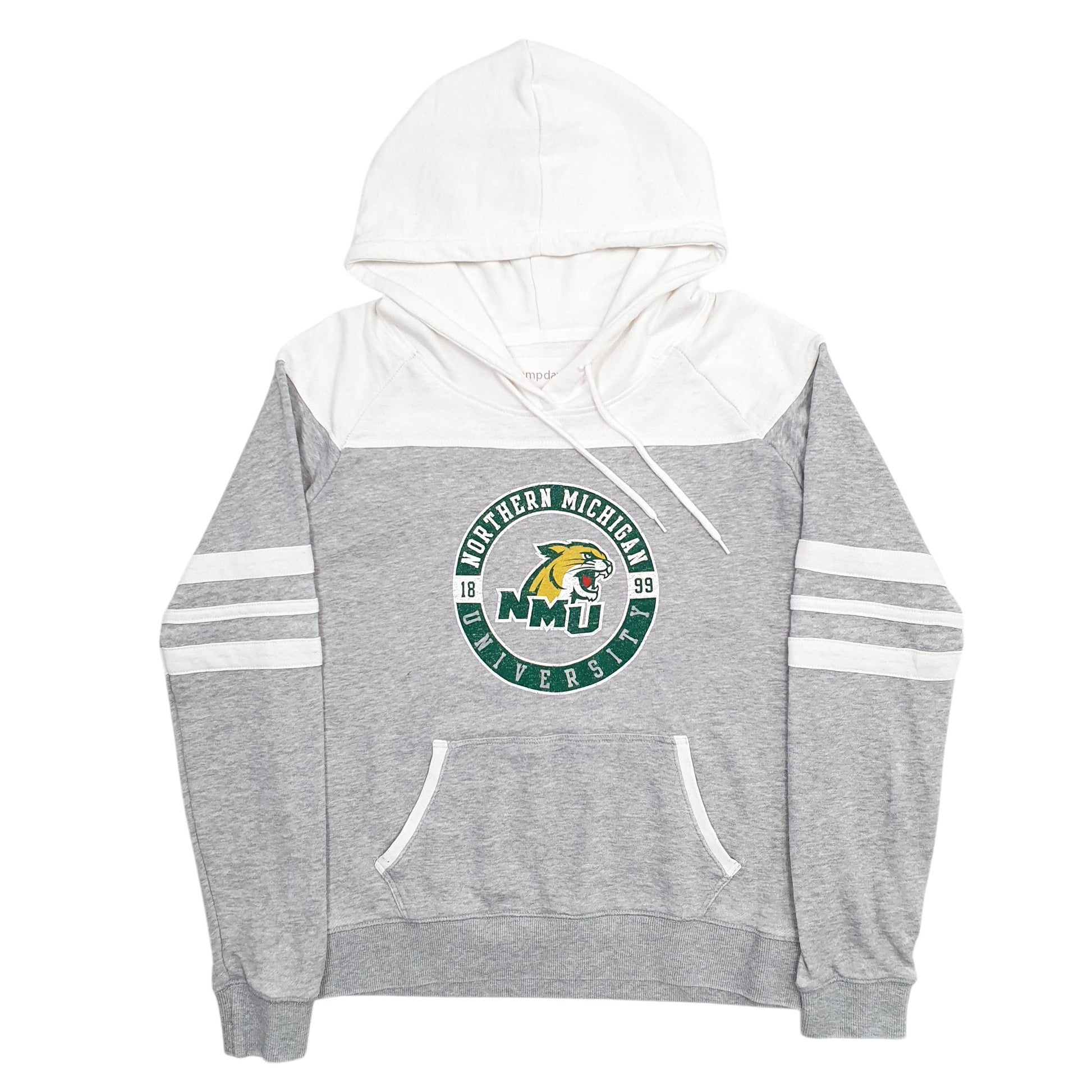 Womens Grey Campdavid Northern Michigan University Spellout Hoodie Jumper