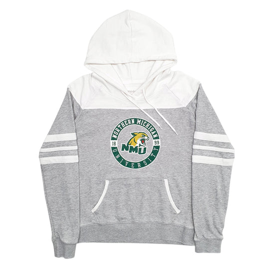 Womens Grey Campdavid Northern Michigan University Spellout Hoodie Jumper