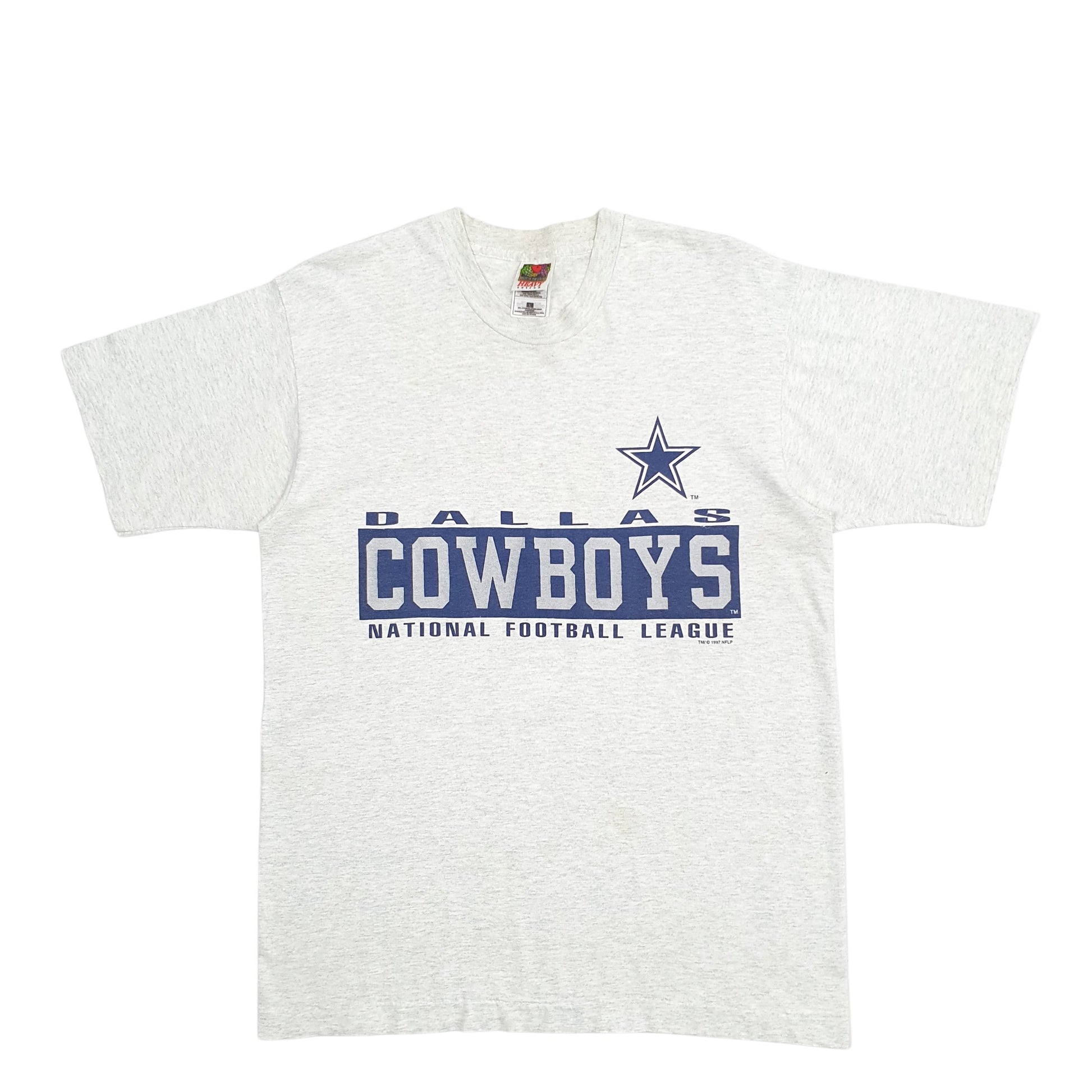 Mens Grey Fruit Of The Loom Single Stitch Vintage 90s Dallas Cowboys Short Sleeve T Shirt