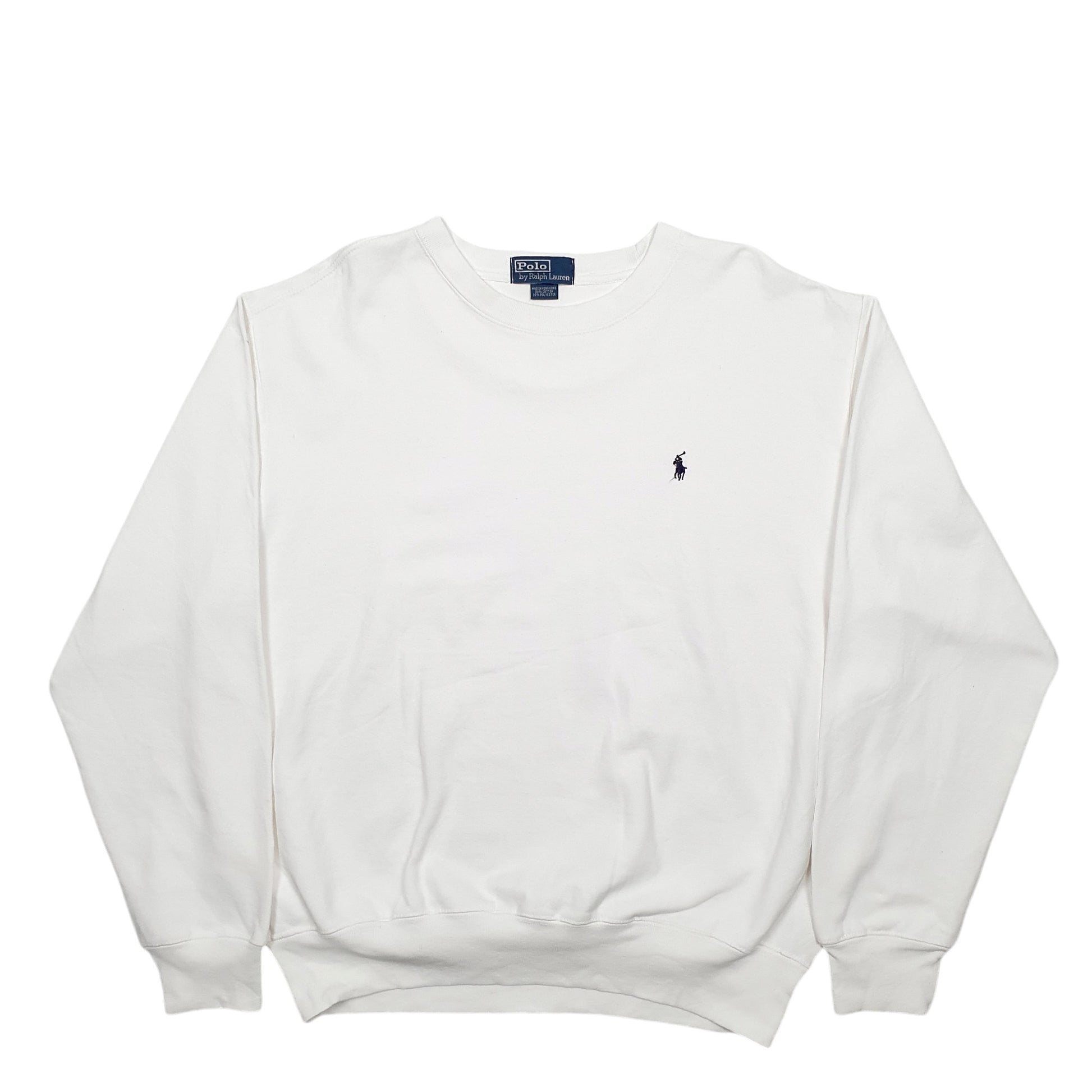 Mens White Ralph Lauren Vintage 90's Crewneck Jumper