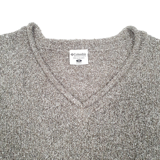 Womens Grey Columbia Sportswear Knit Camping Hiking Outdoors V Neck Jumper