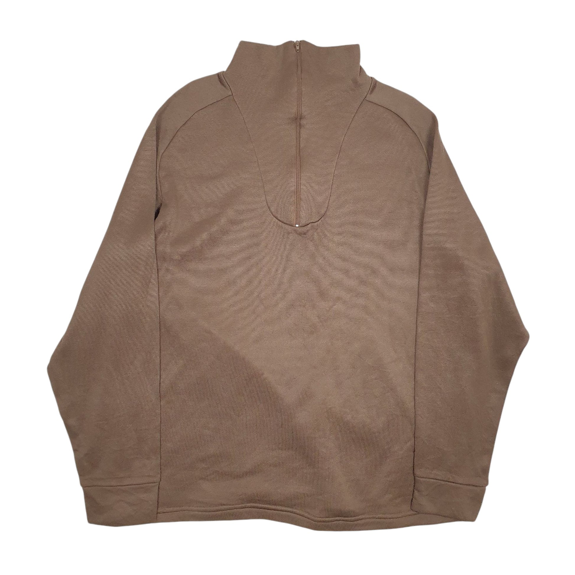 Mens Brown Unbranded Vintage Military Undershirt Quarter Zip Jumper