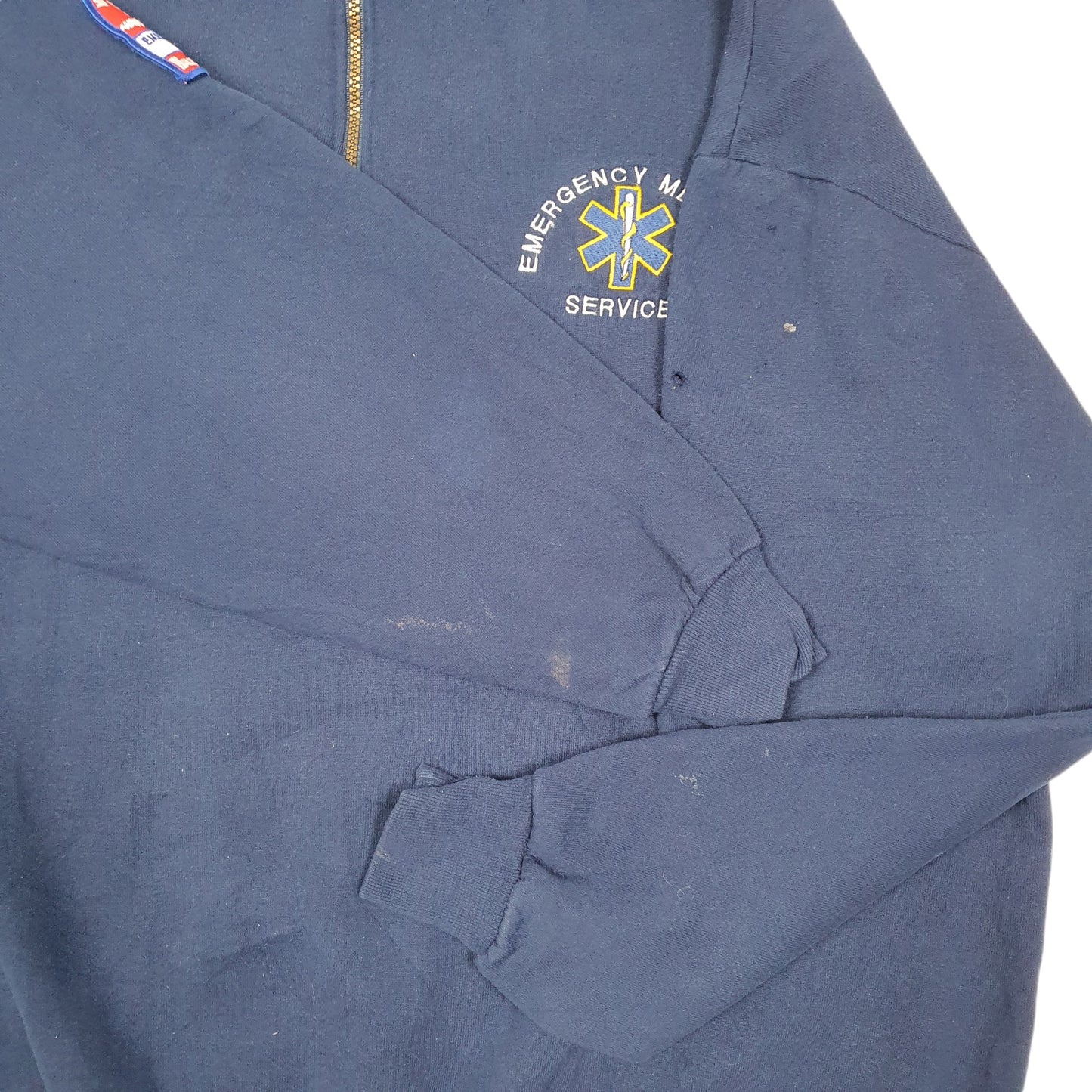 Mens Navy Jerzees Wallowa County Emergency Medical services Made In USA Quarter Zip Jumper