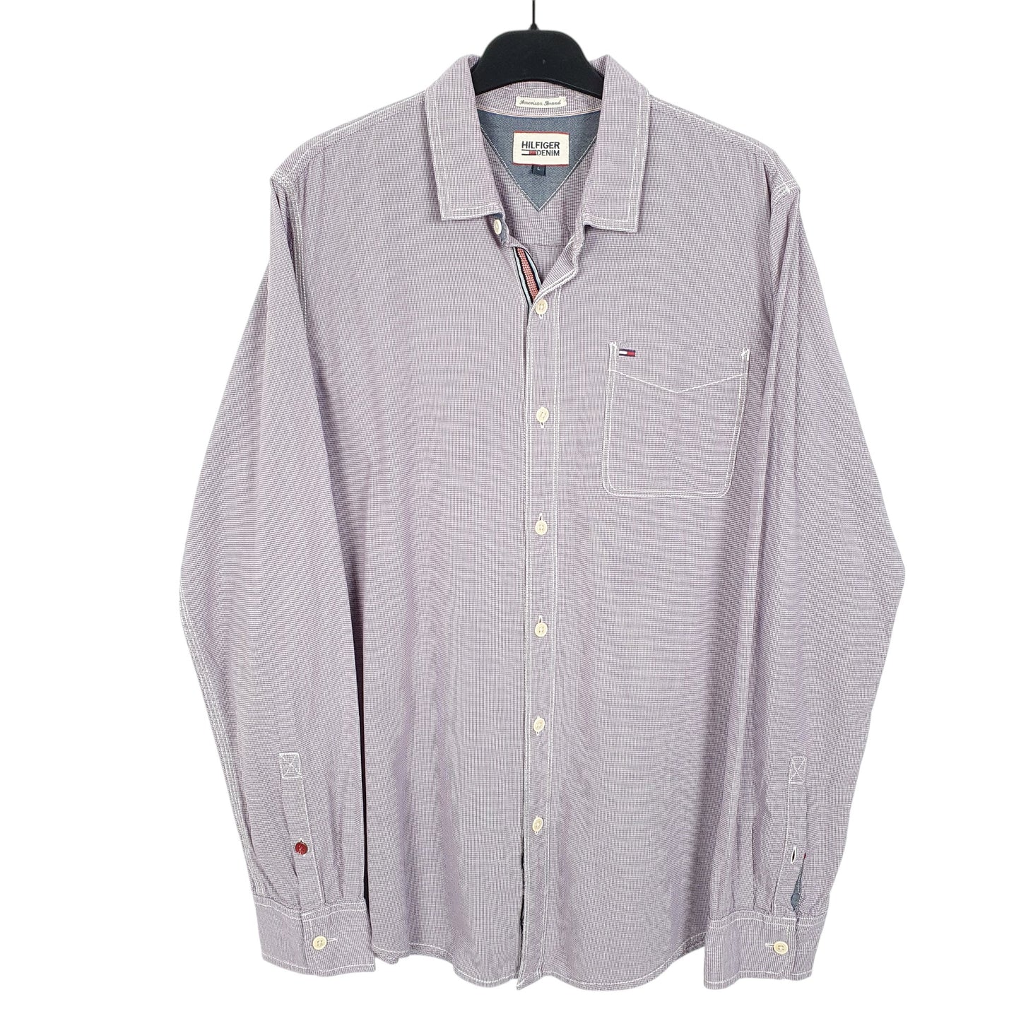 Mens Purple Tommy Hilfiger Houndstooth Long Sleeve Shirt