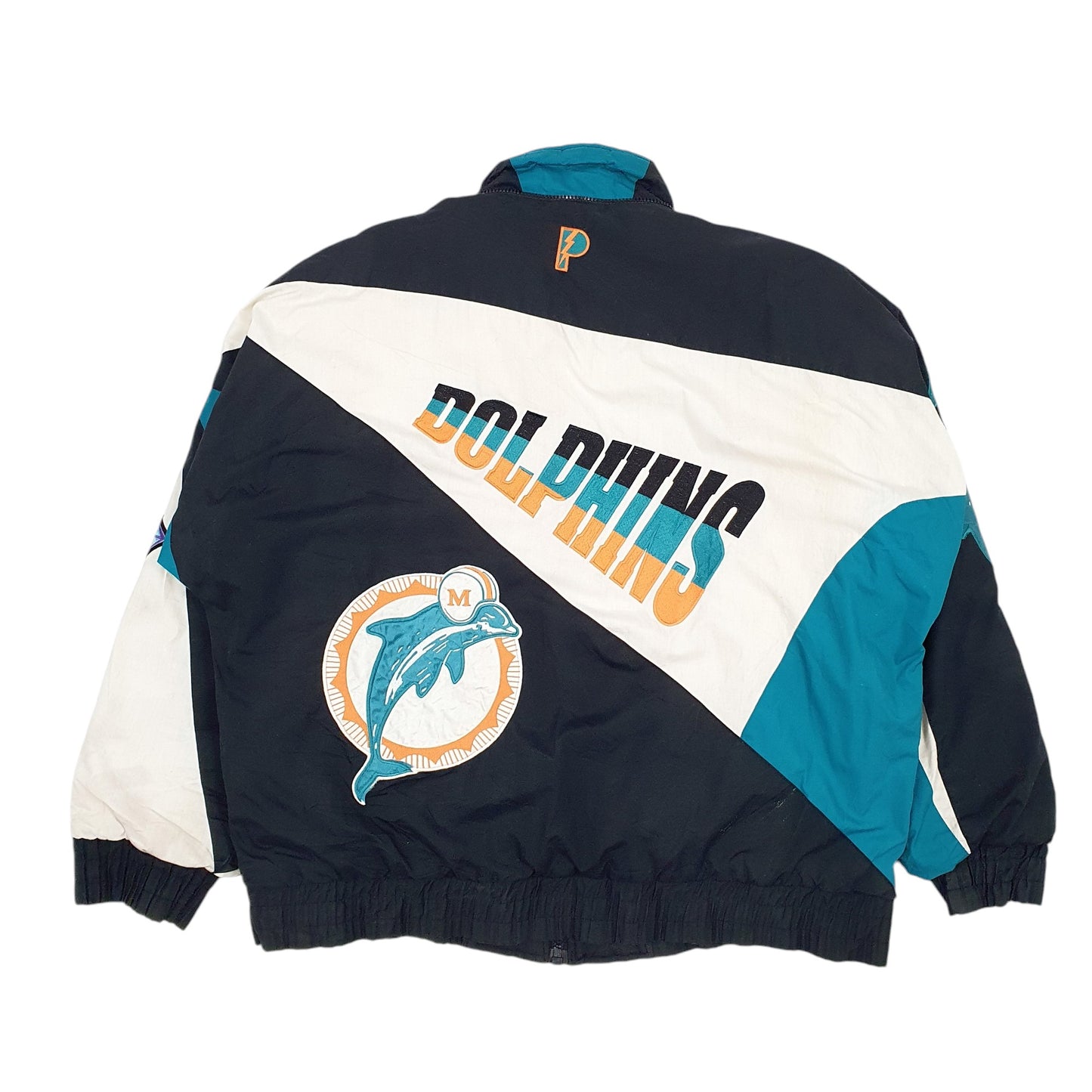 Mens Black Pro Player NFL Miami Dolphins Vintage 90s  Coat