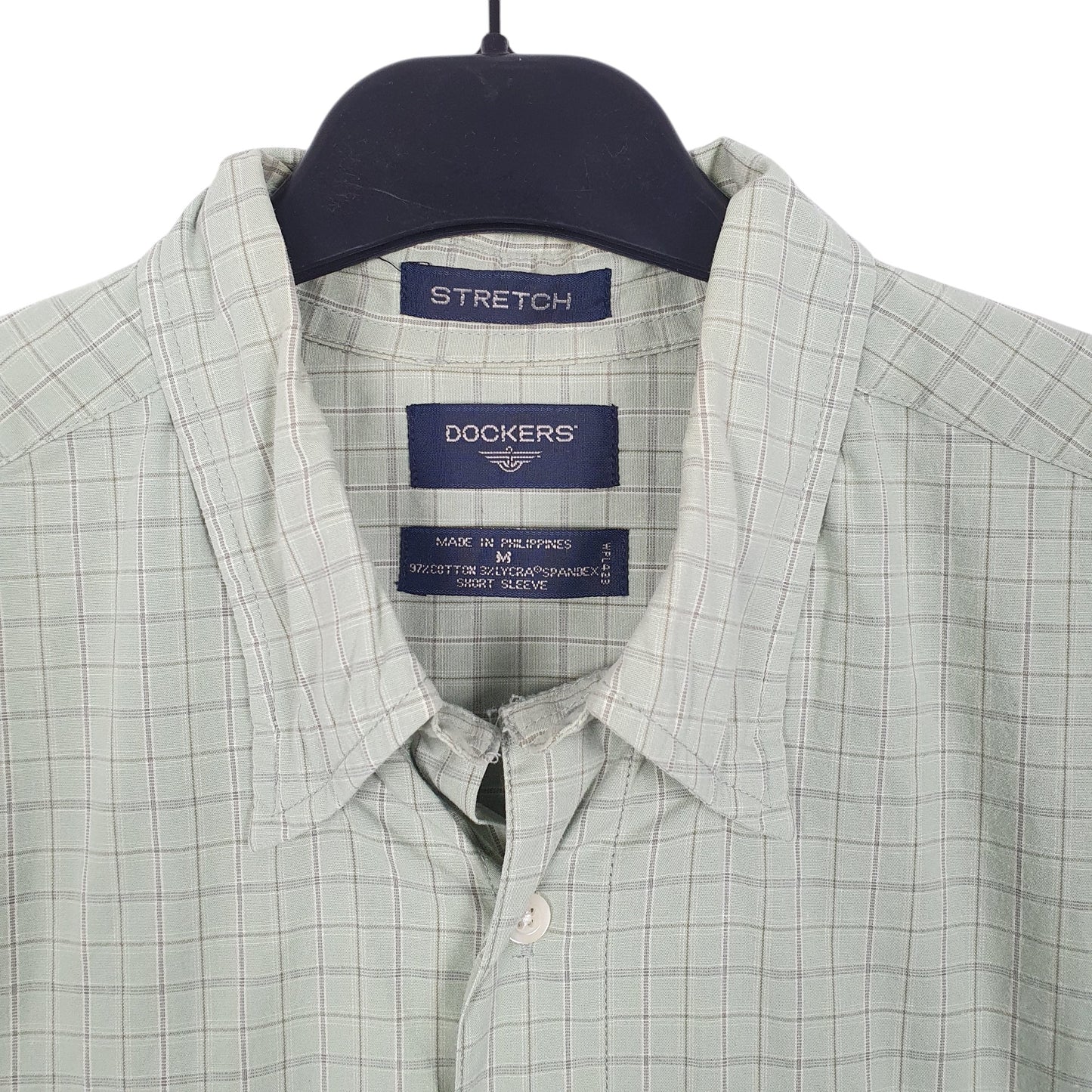 Mens Green Dockers Stretch Short Sleeve Shirt