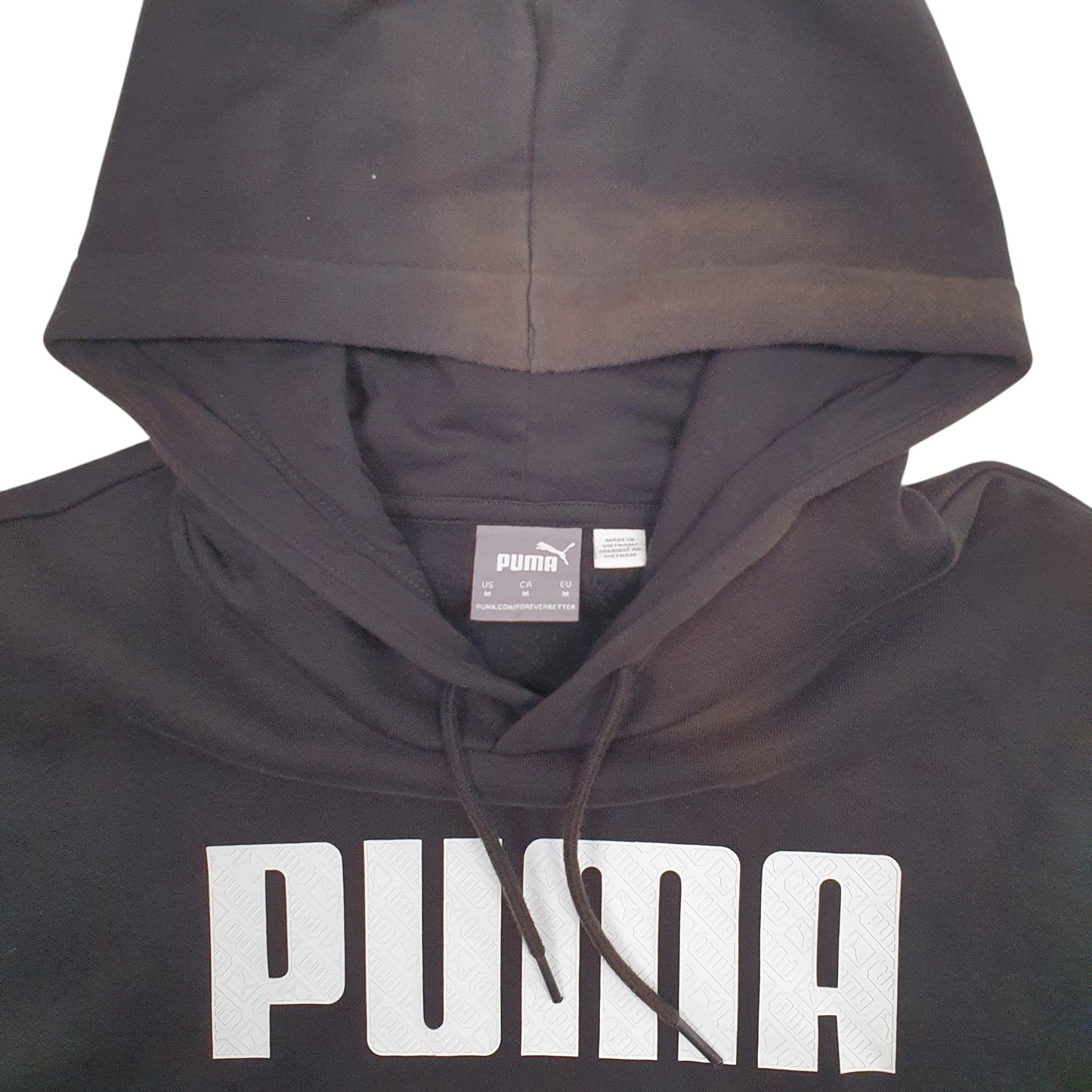 Mens Black Puma Spellout Hoodie Jumper