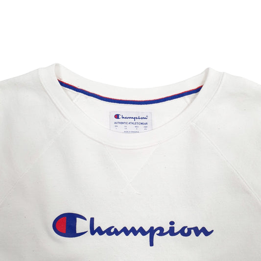 Womens White Champion Spellout Crewneck Jumper