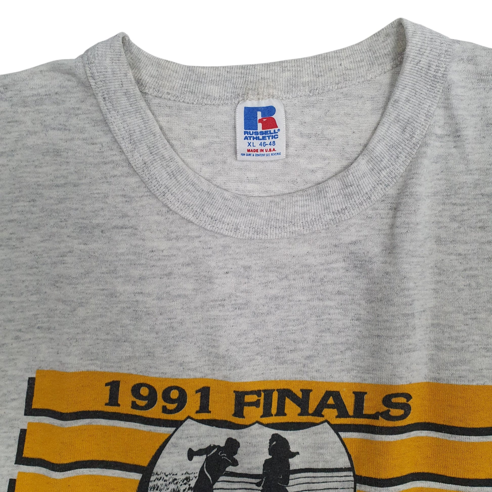 Mens Grey Russell Athletic Single Stitch Vintage 90s Track & Field Short Sleeve T Shirt