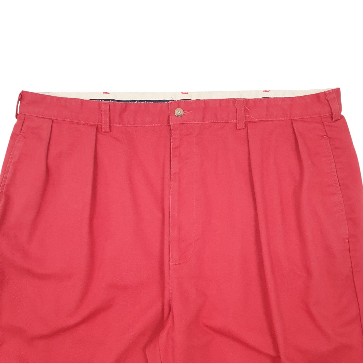 Mens Red Polo Ralph Lauren Andrew Pant Vintage Double Pleated Chino Trousers