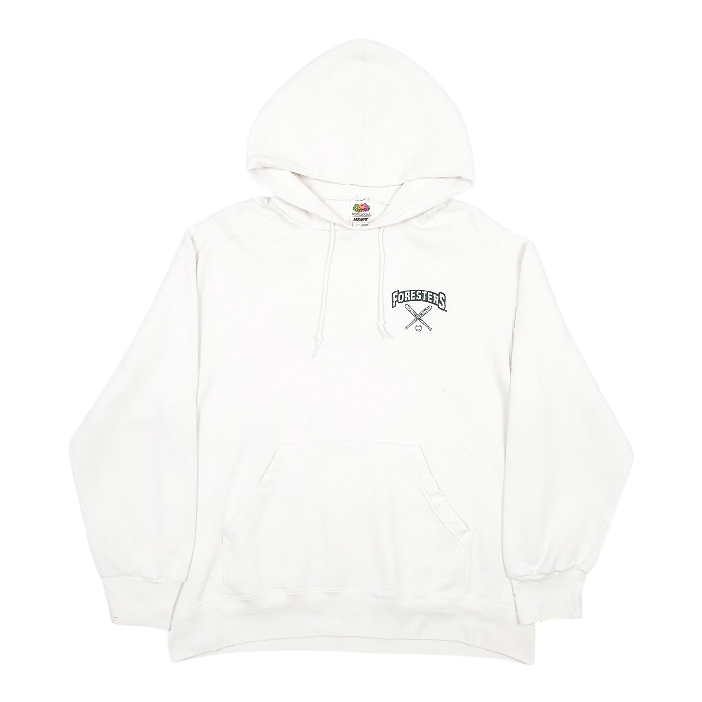 Mens White Fruit Of The Loom Foresters Baseball Hoodie Jumper