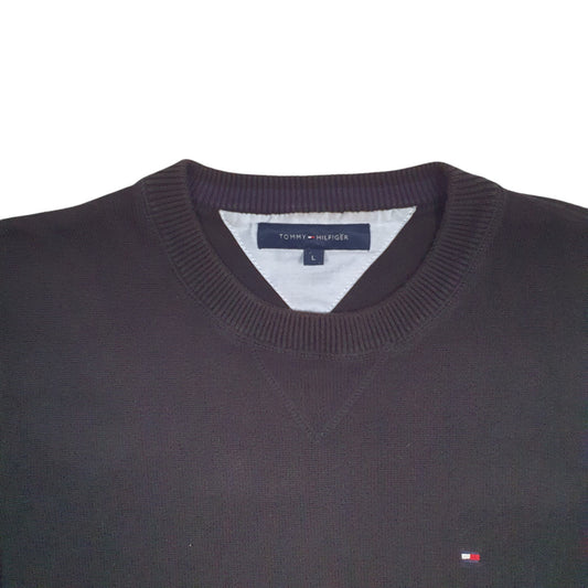 Mens Black Tommy Hilfiger Knit Crewneck Jumper