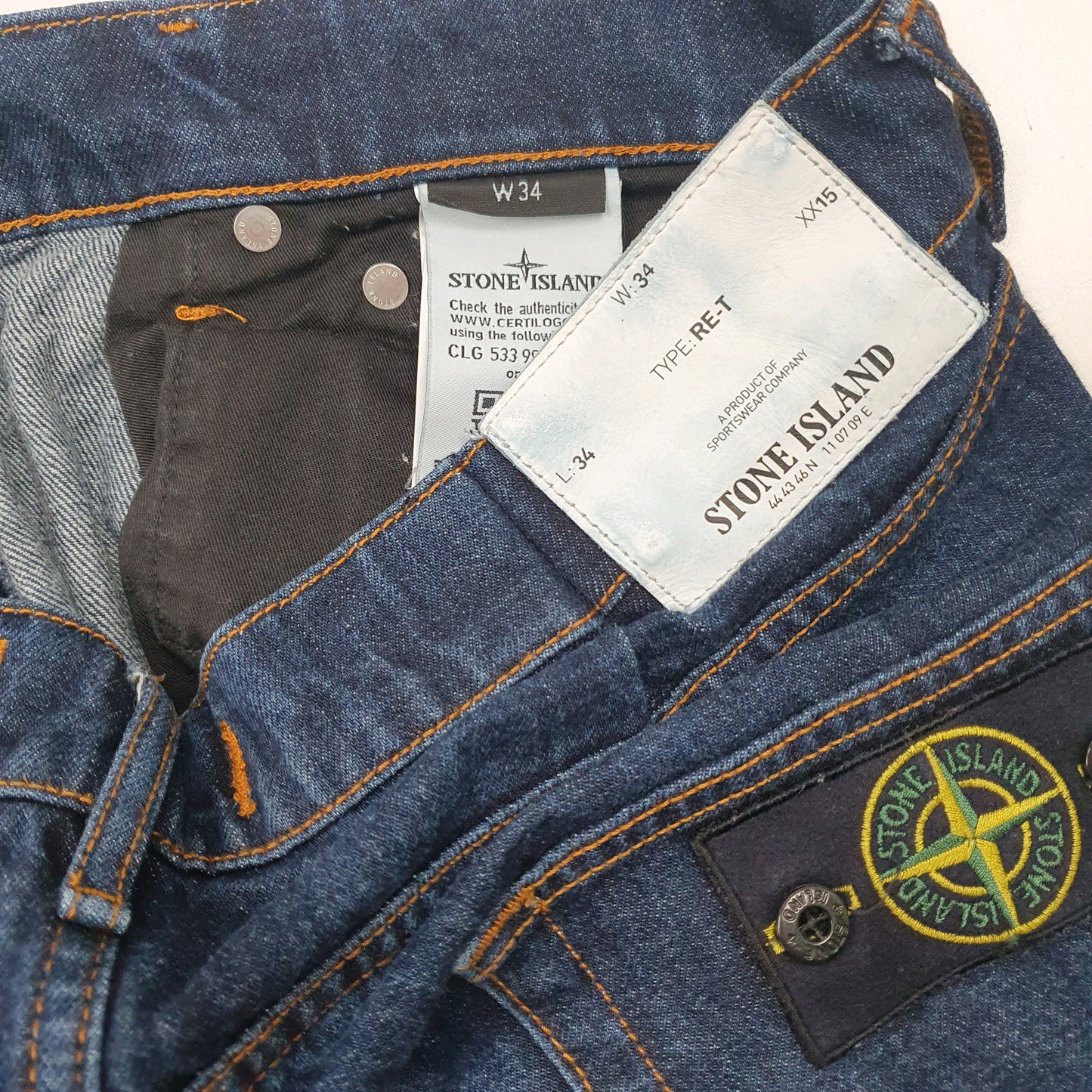 Mens Blue Stone Island  RE-T JeansW34 L34