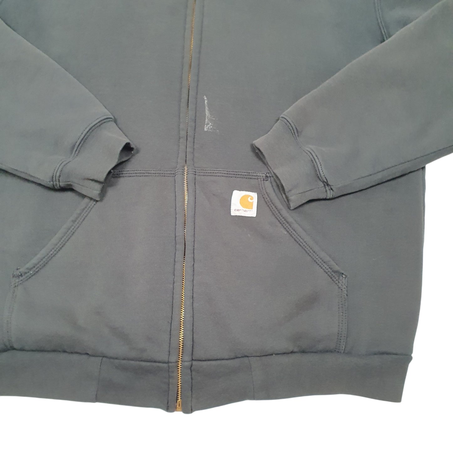 Mens Black Carhartt Hoodie Workwear Thermal Lined Full Zip Jumper