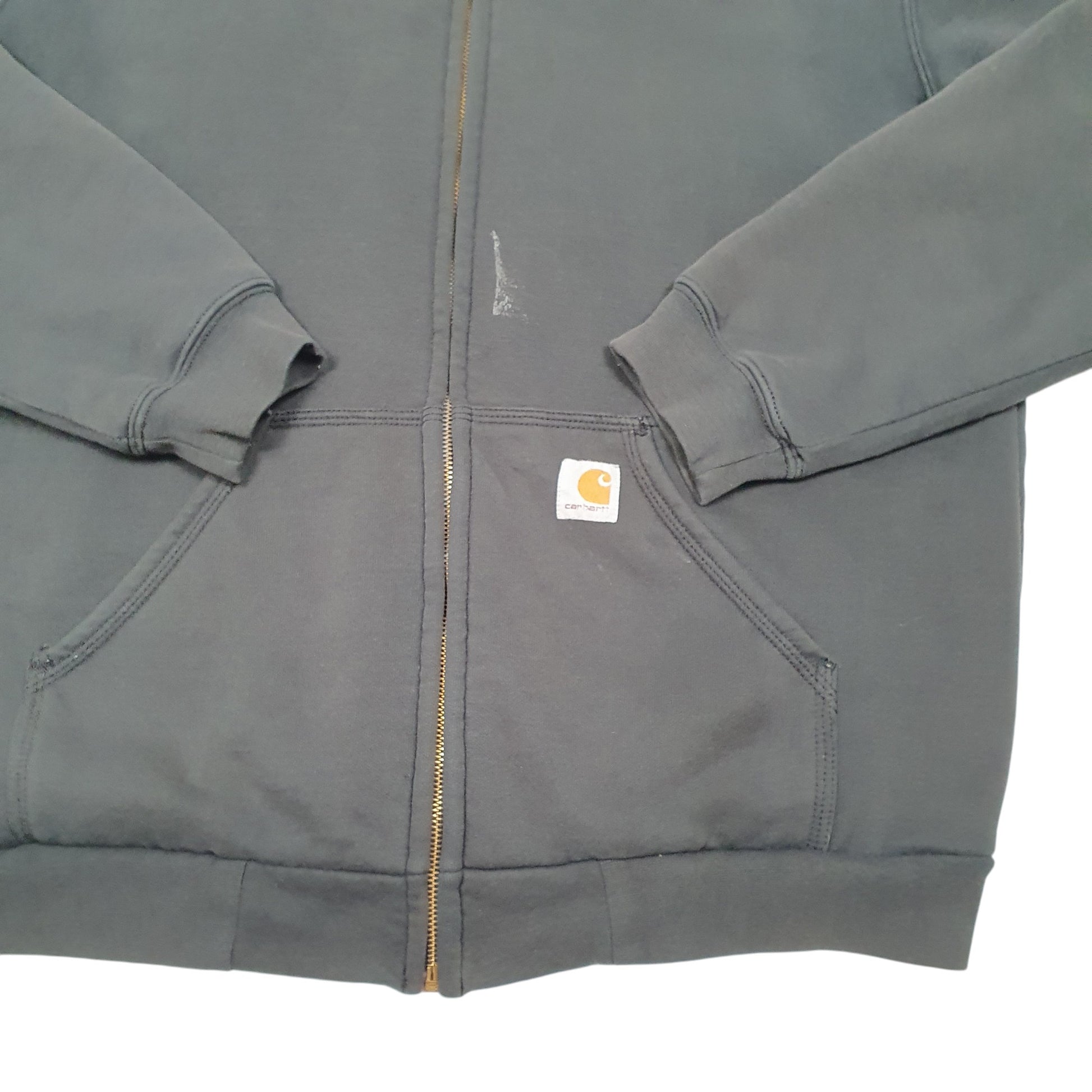 Mens Black Carhartt Hoodie Workwear Thermal Lined Full Zip Jumper