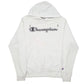 Mens White Champion Script Hoodie Jumper
