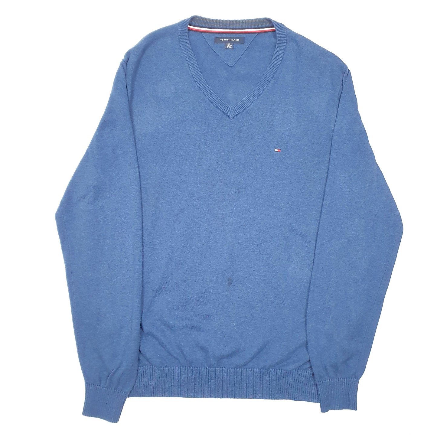 Mens Blue Tommy Hilfiger Knit V Neck Jumper
