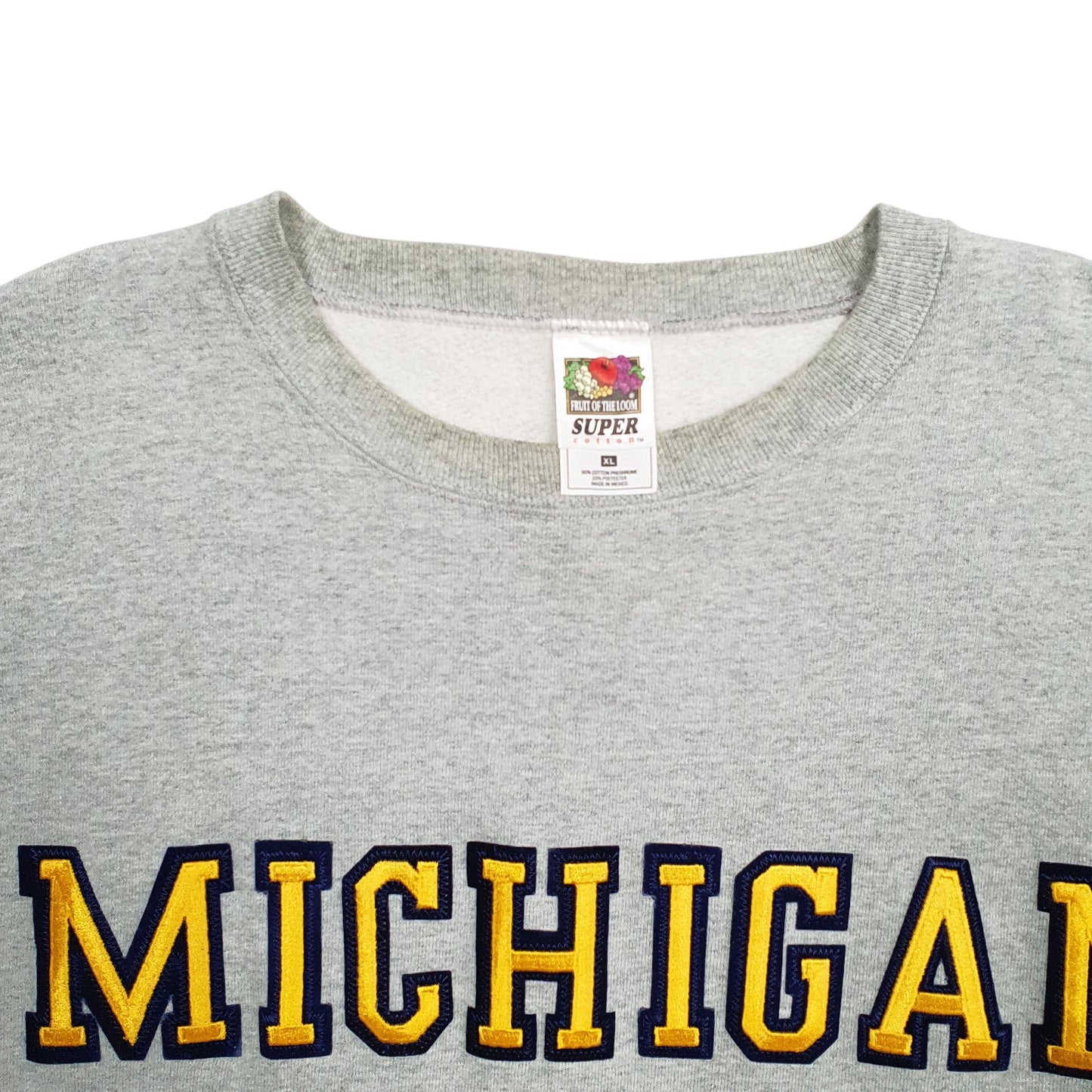 Mens Grey Fruit Of The Loom Michigan Spellout Crewneck Jumper