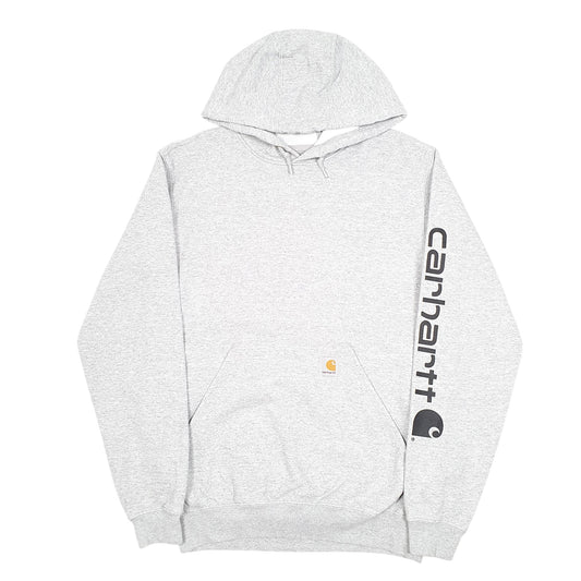 Mens Grey Carhartt Workwear Relaxed Spellout Hoodie Jumper